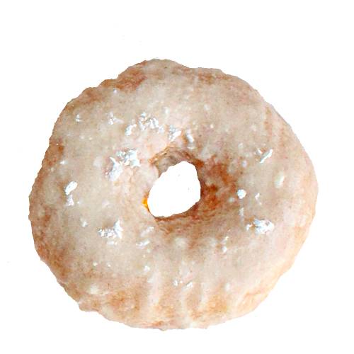 Yuzu doughnut made from leavened fried doug with yuzu zest and glaszed with a seet tart yuzu coating.
