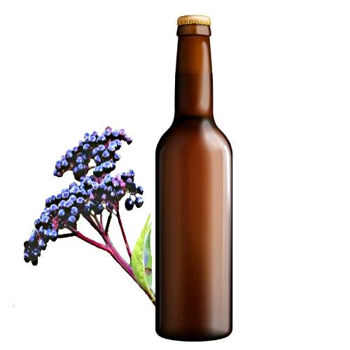 Elderette Syrup is made by cooking sugar and water with elderberry and spices and nubine.
