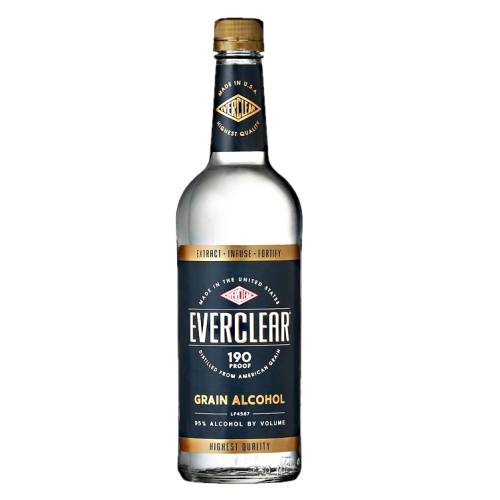Everclear - Everclear is a brand name of rectified spirit it is made from grain and is bottled at 120 151 189 and 190 proof.