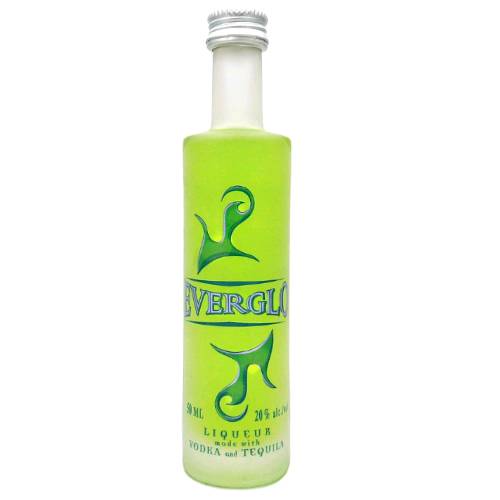 Everglo Liqueur - Everglo Liqueur is a sweet and sour made with tequila and vodka flavored with lemon lime and ginseng with a bright green color and a little caffeine.