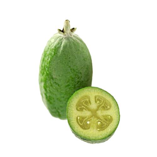 Feijoa - Feijoa fruit or Acca sellowiana is native to Brazil common names pineapple guava and guavasteen although it is not a true guava.