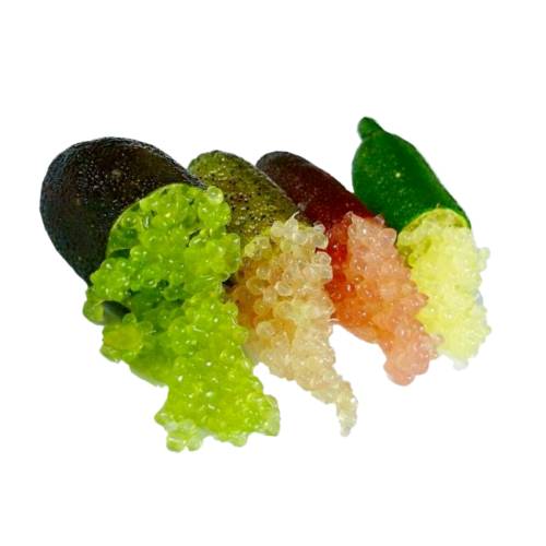 Cut and open finger limes and remove cells.