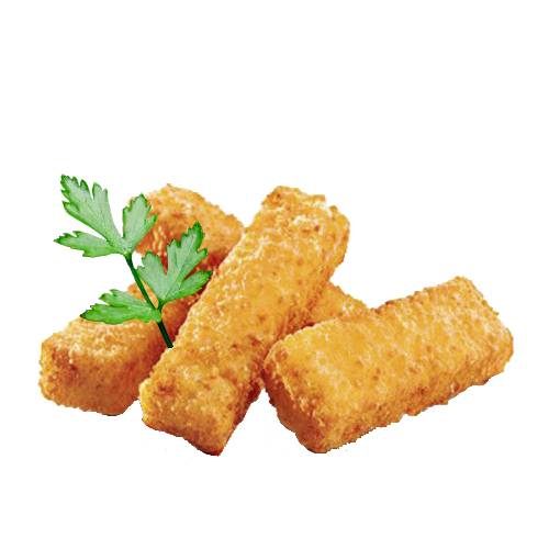 Fish fingers made with white fish and then shaped into a long finger then crumbed and cooked until golden brown.