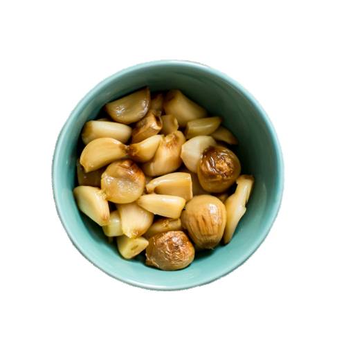 Roasted garlic cleaned and roasted until golden brown and soft.