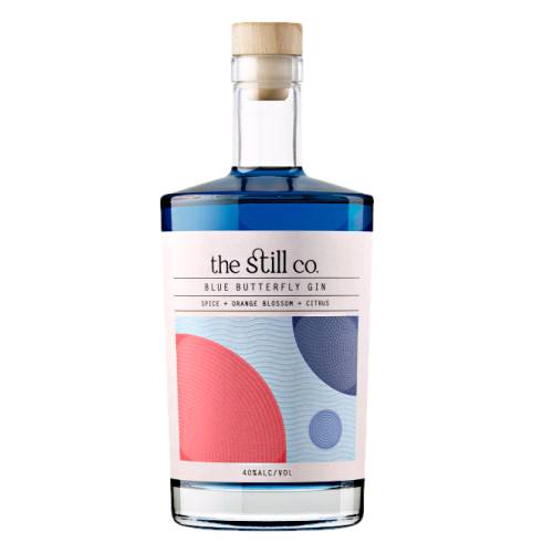 Gin Butterfly Pea The Still - Still butterfly pea gin with orange blossom and juniper berries bright and lifted with citrus and spice blue butterfly pea flower colour.