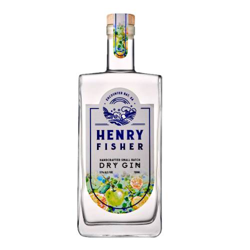 Gin Dry Henry Fisher - Henry Fisher dry gin is carefully hand crafted using Juniper Coriander Seed Cardamom pods Caraway Lemons Oranges and Granny Smith Apples.