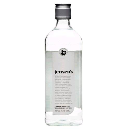 Jensens Bermondsey dry gin with musky floral aroma balanced by citrus and juniper.