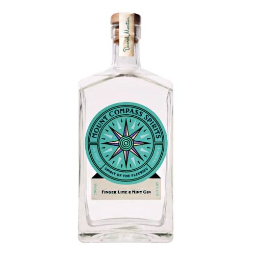 Gin Finger Lime Mount Compass - Mount Compass finger lime gin made as a dry style of gin of juniper with earthy angelica and coriander and light citrus flavours obtained from using indigenous lemon myrtle and finger limes.