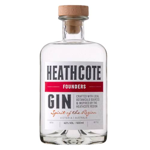 Heathcote Founders Gin with juniper forward notes and a citrus sweet lemon myrtle giving and orange sweetening freshness.
