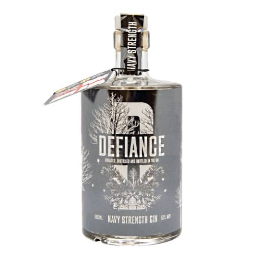 Defiance Distillery navy strength gin made with foraged botanicals like sweet ciciely anise and tangerine root are steeped and vapour infused with another 13 botanicals.