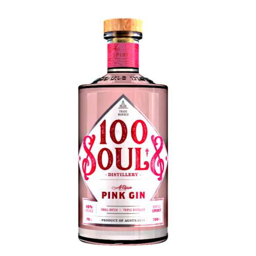 Gin Pink 100 Souls - 100 Souls Gin Pink is infused with rose petals and hibiscus to create soft floral flavoured gin with an artsy twist and made with rose and hibiscus produce its blush hue and delicate aroma and the lemon thyme and mandarinand unique floral scent.