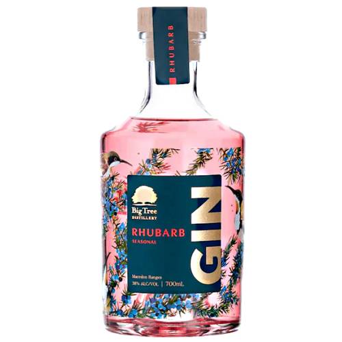 Big Tree Pink Rhubarb Gin is made by Big Tree Distillery with a light pink color and light rhubarb nose.