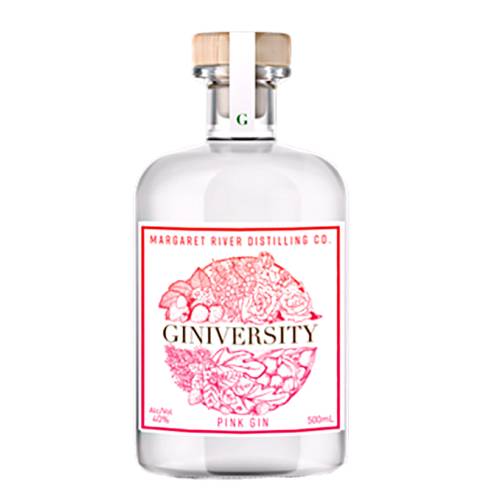 Giniversity pink gin made with quandong is an essential element to the unique flavour profile and brings a dryness to the palate and pronounced botanicals include Quandong Fig Apple Berries and Citrus.