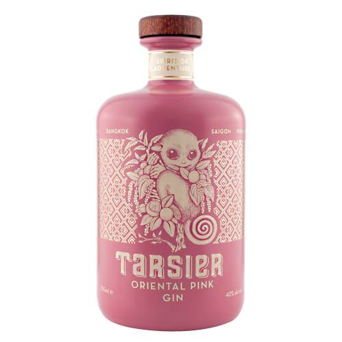 Gin Pink Tarsier - Tarsier pink gin is a light and refreshing fruity gin distilled with raspberry lychee and red dragon fruit with floral notes a burst of lychee sweetness and slightly tart raspberry lingering alongside subtle ginger warmth.