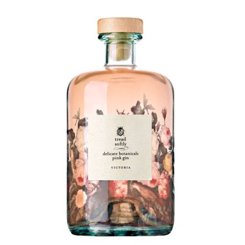Gin Pink Tread Softly - Tread Softly pink gin is our palest blush gin was distilled with juniper and delicate botanicals with light pink color.