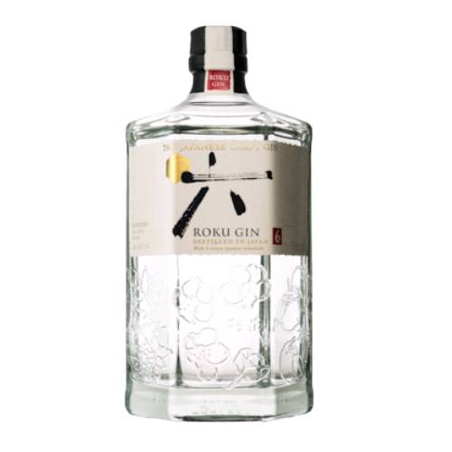 Gin Roku Japanese - Suntory Roku Gin with six unique Japanese botanicals Sakura Flower Sakura Leaf Yuzu Peel Sencha Tea Gyokuro Tea and Sansho Pepper.