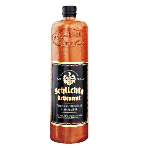 Gin Schlichte - Schlichte or Steinhager is a type of German gin a spirit flavoured with juniper berries and the name is derived from the Westphalian municipality of Steinhagen.