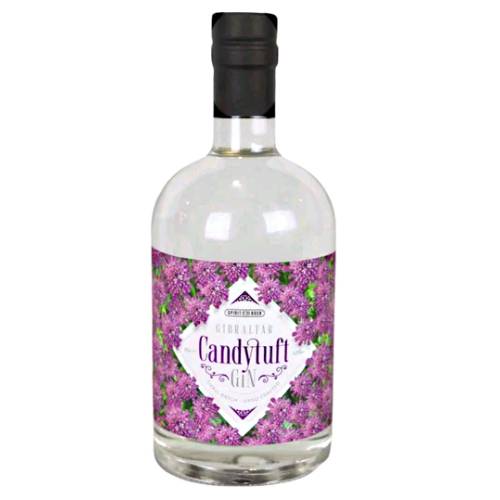 Spirit Of The Rock Gin with a iberis gibraltarica flower with grapefruit tangy lemon sweet orange and a fruity hint of sun blushed peaches.