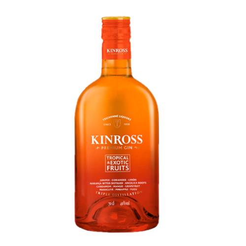 Gin Teichenne Kinross Tropical - Teichenne Kinross Gin Tropical and Exotic Fruits is a Triple distilled gin 40 percent Vol. Made from rectified cereal alcohol in which juniper is macerated and distilled in combination with different botanicals and tropical fruits principally lemon mango and grapefruit.