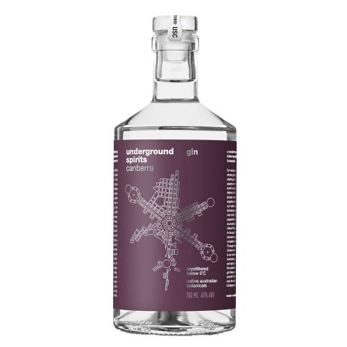 Underground Spirits gin made from wheat grain spirit and balance of juniper coriander seeds and angelica root and botanicals including lemon myrtle river mint pepperberry and locally sourced sustainable basil bringing the vibrant flavour to the spirit.