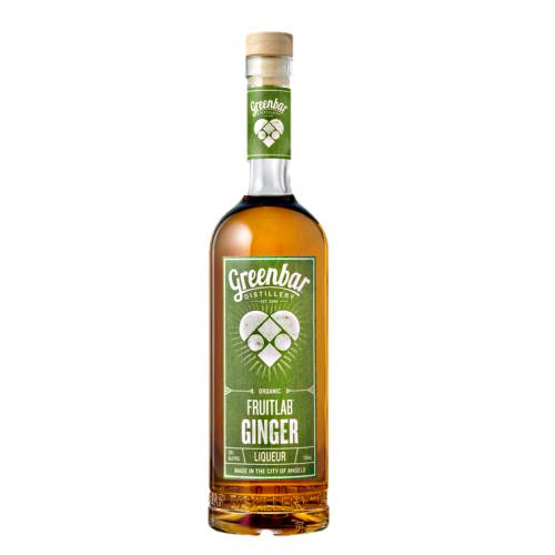 Greenbar Ginger Liqueur is made with a molasses spirits ginger lemon and cane sugar.