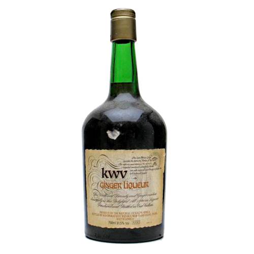 Ginger Liqueur KWV - KWV ginger liqueur is a blend of KWV brandy and ginger and we estimate this bottle dates from the 1980s.