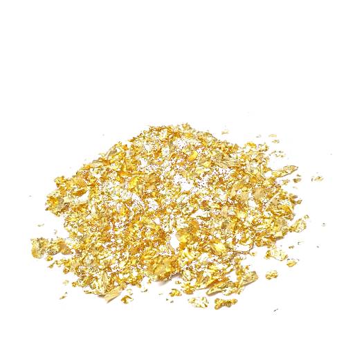 Edible gold leaf flakes are used to make gold cocktails sparkle.