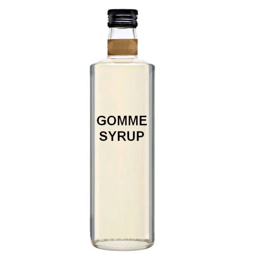 Gomme Syrup gomme syrup is made from arabic gum and cooked with water and sugar until thick and clear in color.