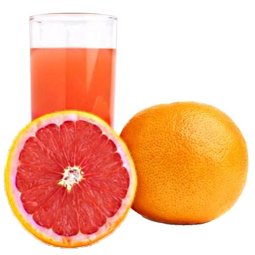 Grapefruit juice made by cutting open and squeezing the grapfruit.