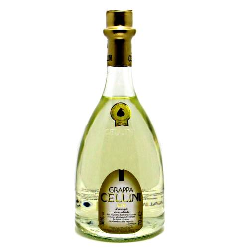 Cellini Grappa with a light lime color and rich grape taste.