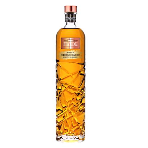 Grappa Gold Luigi Francoli - Luigi Francoli Grappa Riserva Nebbiolo da Barolo Barrique made from Nebbiolo aged in Barolo barrels layered with vanilla tobacco and subtle spice.