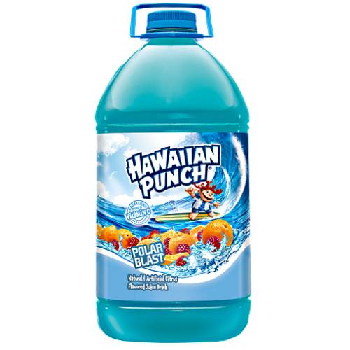 Light Blue Hawaiian Punch also called polar blast is a light blue drink with a full sweet flavour.