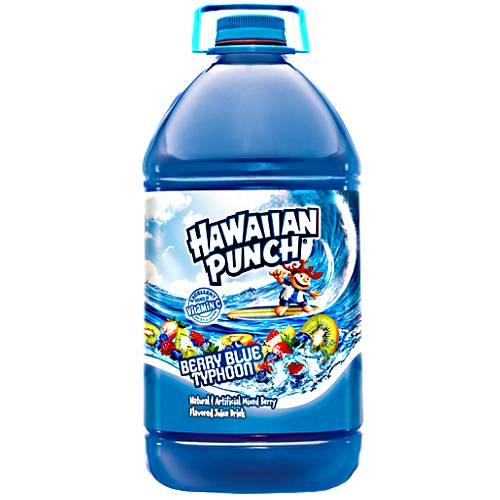 Blue Hawaiian Punch also called the berry blue typhoon is a bright blue drink with a full sweet