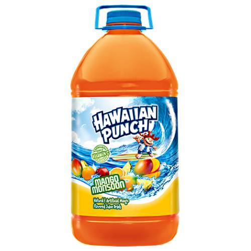 Orange Hawaiian Punch also called the mango monsoon is a clear orange drink with a full sweet flavour.