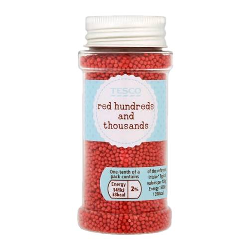 Hundreds and Thousands Red Sprinkles - Red Sprinkles are a decorative confectionery of tiny balls made with sugar and starch traditionally colors.