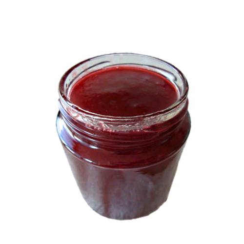 Mulberry jam made from mulerries into a thick paste the cooked with sugar and pectin.