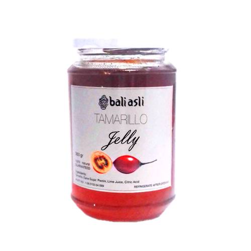 Tamarillo made into a thick jam or jelly with a light red color.