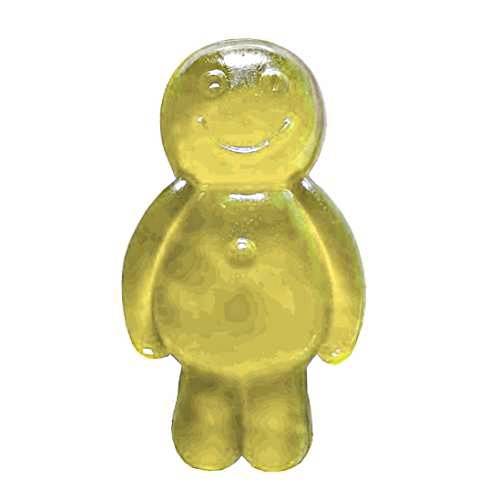Jelly baby with banana flavour made with gelatin and sugar with a gummi soft candy and is sweet jelly with a banana flavour.