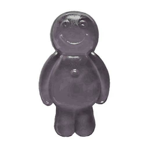 Jelly Baby with Blackcurrant flavour are a gummi soft candy with a dark purple color made with sugar and gelatin and is sweet jelly with a rich Blackcurrant flavour.