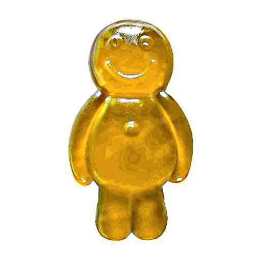 Cloudberry Jelly Baby with a gummi soft candy with a light cloudberry color made with sugar and gelatin and is sweet jelly with a cloudberry flavour.
