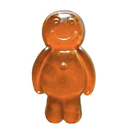 Kumquat jelly baby with bright orange look and made with gelatin and sugar with a gummi sweet jelly and soft candy with a citrus kumquat flavour.