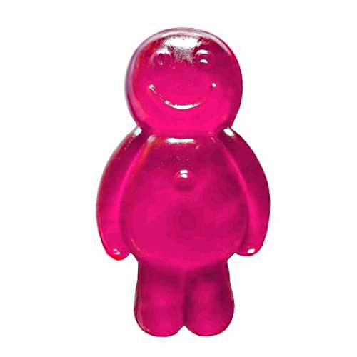 Musk Jelly Babies are a gummi candy made with gelatin and sugar making a soft jelly sweet with a rich musk taste and light pink color.