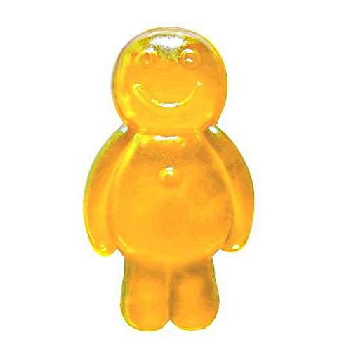Nectarine Jelly Babies are a gummi soft candy with a light yellow color made with gelatin and sugar making a sweet jelly with a full taste of nectarine.