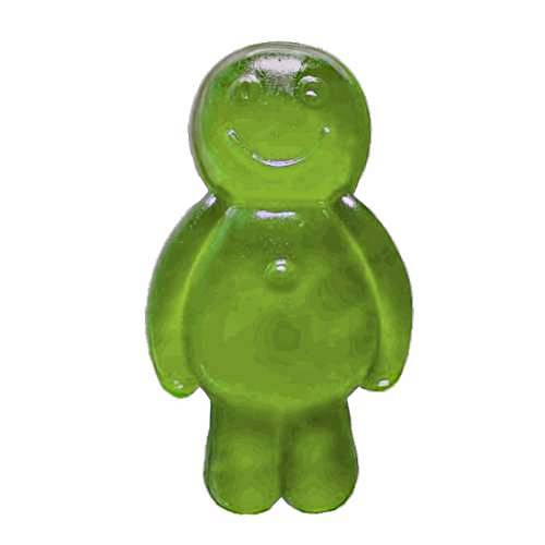 Pistachio flavoured Jelly Babies are a gummi soft candy with a green color made with sugar and gelatin making a sweet jelly with a strong taste of pistachio nut.