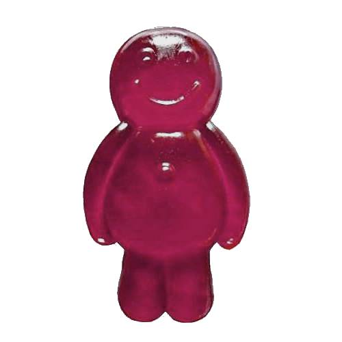 Redcurrant flavoured Jelly Babies are a gummi soft candy with a deep rose color made with sugar and gelatin making a sweet jelly.