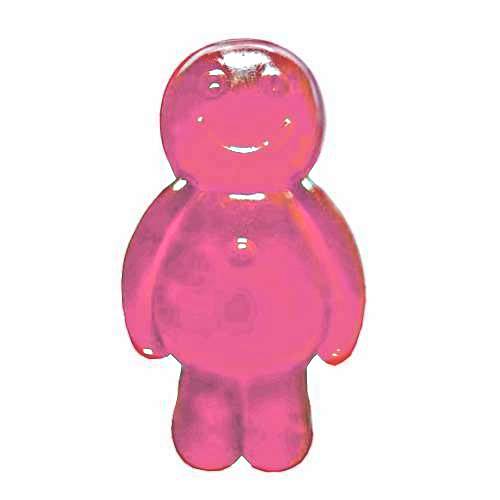 Rose flavoured Jelly Babies are a gummi soft candy with a red rose color made with sugar and gelatin making a sweet jelly.