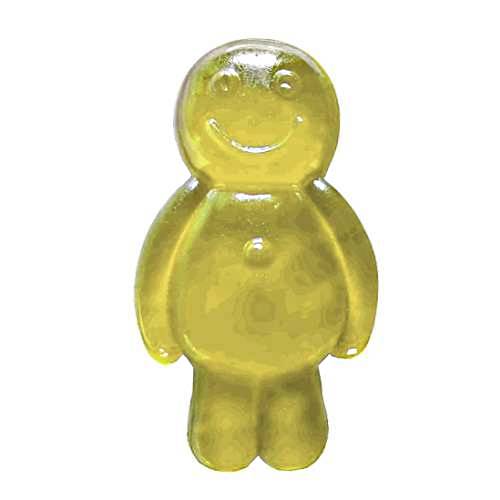 Jelly baby with Yuzu citrus flavour made with gelatin and sugar with a gummi soft candy and is sweet jelly with a yuzu flavour.