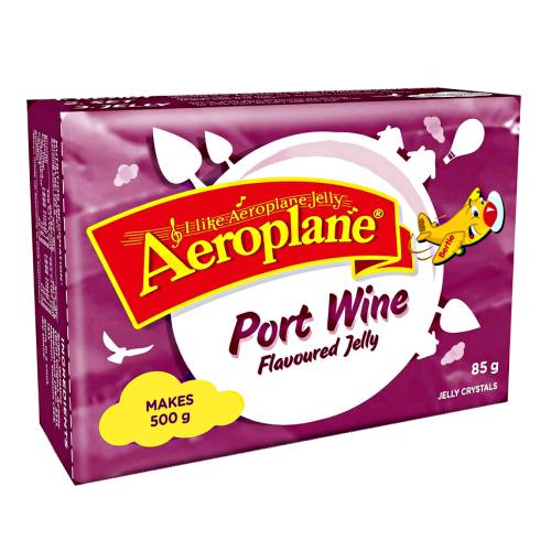 Port Wine Jelly is made with purple port jelly and hot water.