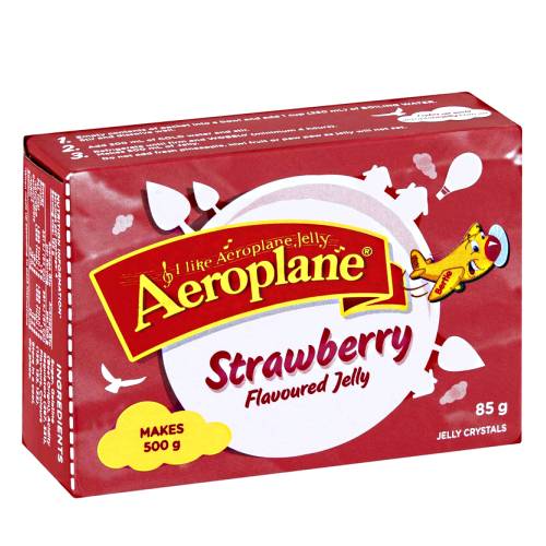 Strawberry jelly is made by mixing a packet of jelly with warm water then alow to cool and comes with a rich red color.