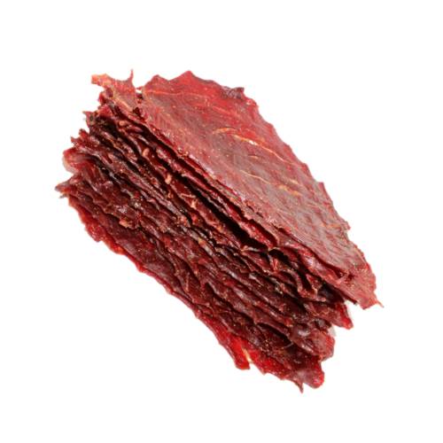 Tuna Jerky is lean trimmed meat that has been cut into strips and dehydrated to prevent spoilage.